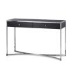 Black dressing table with two drawers and silver frame 