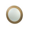 Circular wall mirror with brass frame