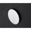 Black ash veneer sideboard offering circular silver segments as handles