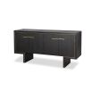 Sleek black sideboard with brass handles and frame