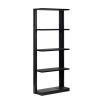 Black shelving with protruding shelving