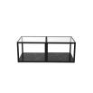 Black marble base coffee table with cube silhouette and glass top