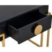 Black bedside with square brass legs and round brass handle