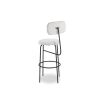 boucle upholstered bar stool with black framework base