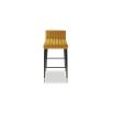 Mustard yellow velvet bar stool with deep fluting details and low backrest