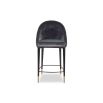 Round silhouette grey velvet counter stool with buttoning details