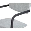 grey dining chair with black frame, slanted legs and armrests 