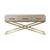 Elegant console table with  gorgeous gold accents and faux shagreen texture