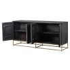 Black wooden geometric sideboard with brass legs