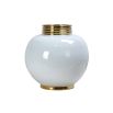 A white ceramic vase with polished gold accents