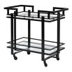 Art deco inspired black finish drinks trolley