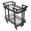 Art deco inspired black finish drinks trolley