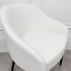 Glamorous white linen dining chair with metal detail and black walnut wood legs