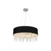 black shade ceiling light with glass drip style centre