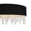 black shade ceiling light with glass drip style centre