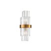 Layered glass rod wall lamp with brass ring around the middle