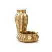 Tall gold vase with wavey silhouette