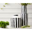 Black and white tall striped vase