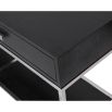 Sleek black ash veneer side table with lower shelf and drawer with silver accents