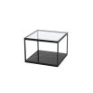 Black marble base coffee table with cube silhouette and glass top