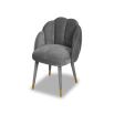 Grey clamshell chair with stitched sections