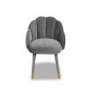 Grey clamshell chair with stitched sections