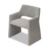 Boucle grey dining chair with wrap-around back