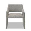 Boucle grey dining chair with wrap-around back