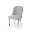 Curved grey chair with metal matte black legs