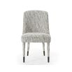 Curved grey chair with metal matte black legs