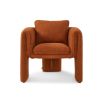 Rust orange chair upholstered with tube detailing