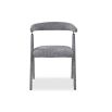 Speckle grey upholstered chair with c-shaped design