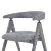 Speckle grey upholstered chair with c-shaped design