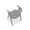 Speckle grey upholstered chair with c-shaped design