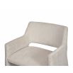 Upholstered taupe dining chair with wrap-around back