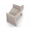 Upholstered taupe dining chair with wrap-around back