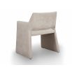 Upholstered taupe dining chair with wrap-around back