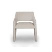 Upholstered taupe dining chair with wrap-around back