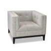 Boucle grey square chair with button-back effect