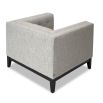 Boucle grey square chair with button-back effect