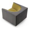 Mustard chair with curvaceous tailoring in its dipped seat design