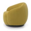 Upholstered boucle mustard swivel chair with channelled detailing