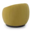 Upholstered boucle mustard swivel chair with channelled detailing