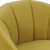 Upholstered boucle mustard swivel chair with channelled detailing