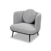 Grey chair with tall full wing back and accent cushion