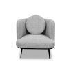 Grey chair with tall full wing back and accent cushion