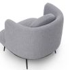 Boucle grey chair with tall full wing back and accent cushion