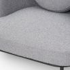 Boucle grey chair with tall full wing back and accent cushion