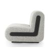 Boucle grey floor chair with black wooden frame