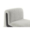 Boucle grey floor chair with black wooden frame